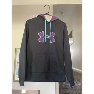 Under Armour Small Black Purple UA Storm Hoodie Sweatshirt Pockets